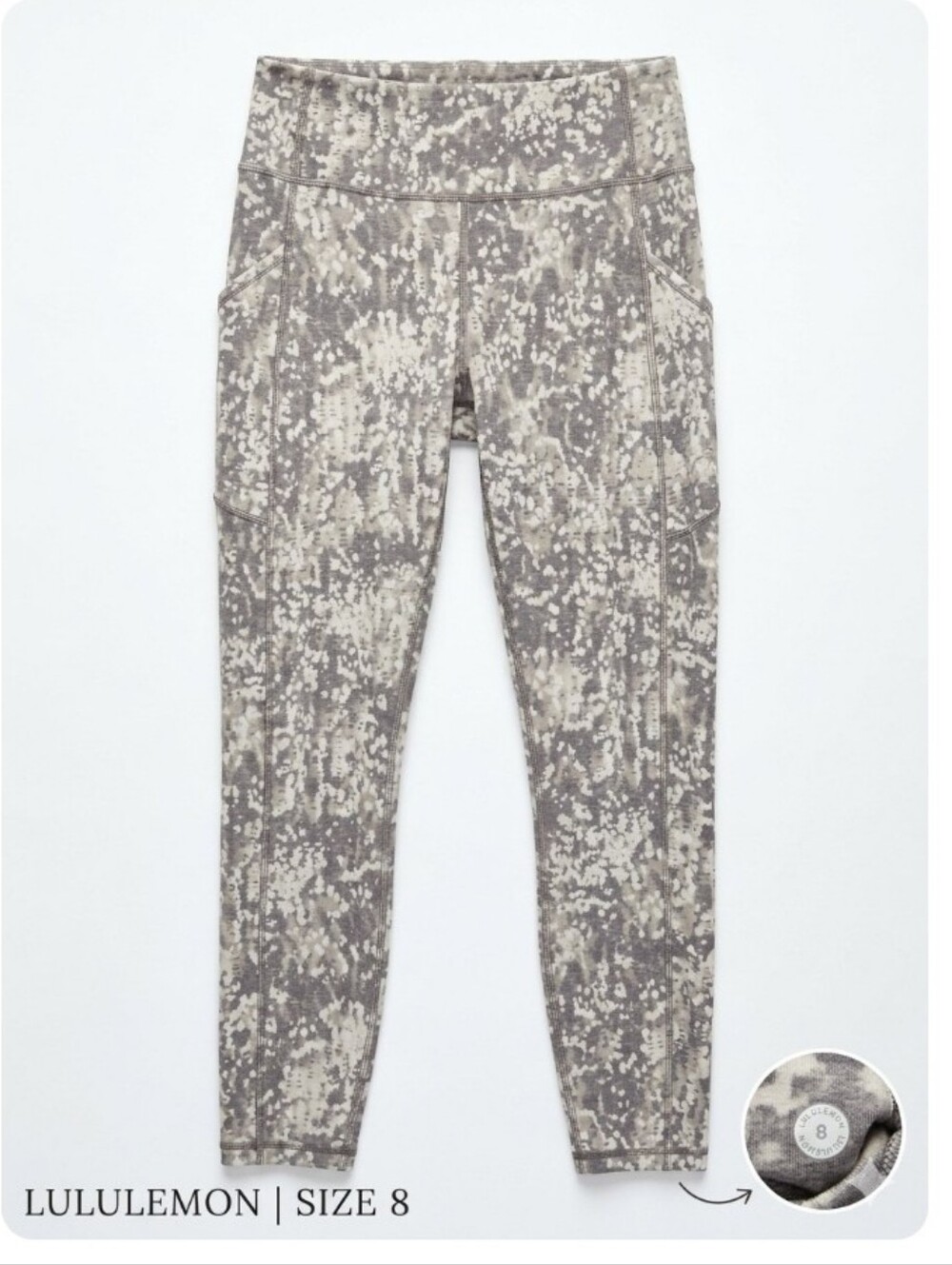 lululemon athletica Gray Patterned High-Rise Pocket Leggings Size 8